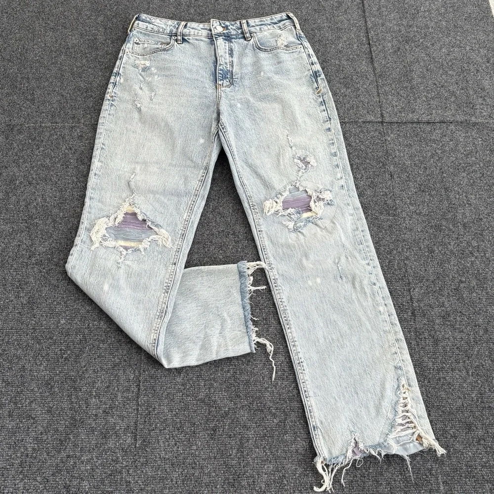 Anthropologie PILCRO‎ The Vintage Straight Jeans Sz 28x28 Distressed Frayed Boho